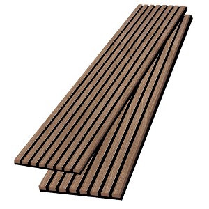 Wood Slat Wall Panel - 2 PCS Slat Wall Paneling, Natural Wood Veneer Sound Dampening Wall Panels - Wood Panels for Wall 12.6" W x 94.5" L - 1 of 4