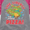 Girls' - Teenage Mutant Ninja Turtles - Life Liberty Pursuit Of Pizza Shirt Tail Raglan Graphic T-shirt - 2 of 4