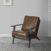 Royal Hampton Amber Accent Chair, Handcrafted Slatted Mango Wood, Buffalo Leather Cushions, Angled Legs - - 3 of 4