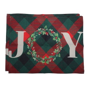 Unique Bargains Christmas Place Mats Linen Red Green 13"x17.7" 2 Pcs - 1 of 4