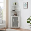 GustoWave 61'' Tall Corner Wine Bar Cabinet with Adjustable Shelves, 5-Tier Industrial Bar Cabinet with Glass Holder, Bar with Mesh Door - 3 of 4