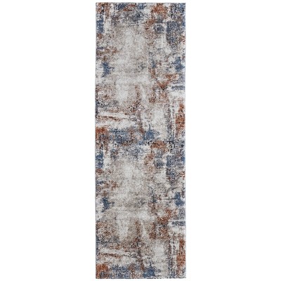 Gilmore Modern Distressed Ivory/Blue/Taupe Area Rug