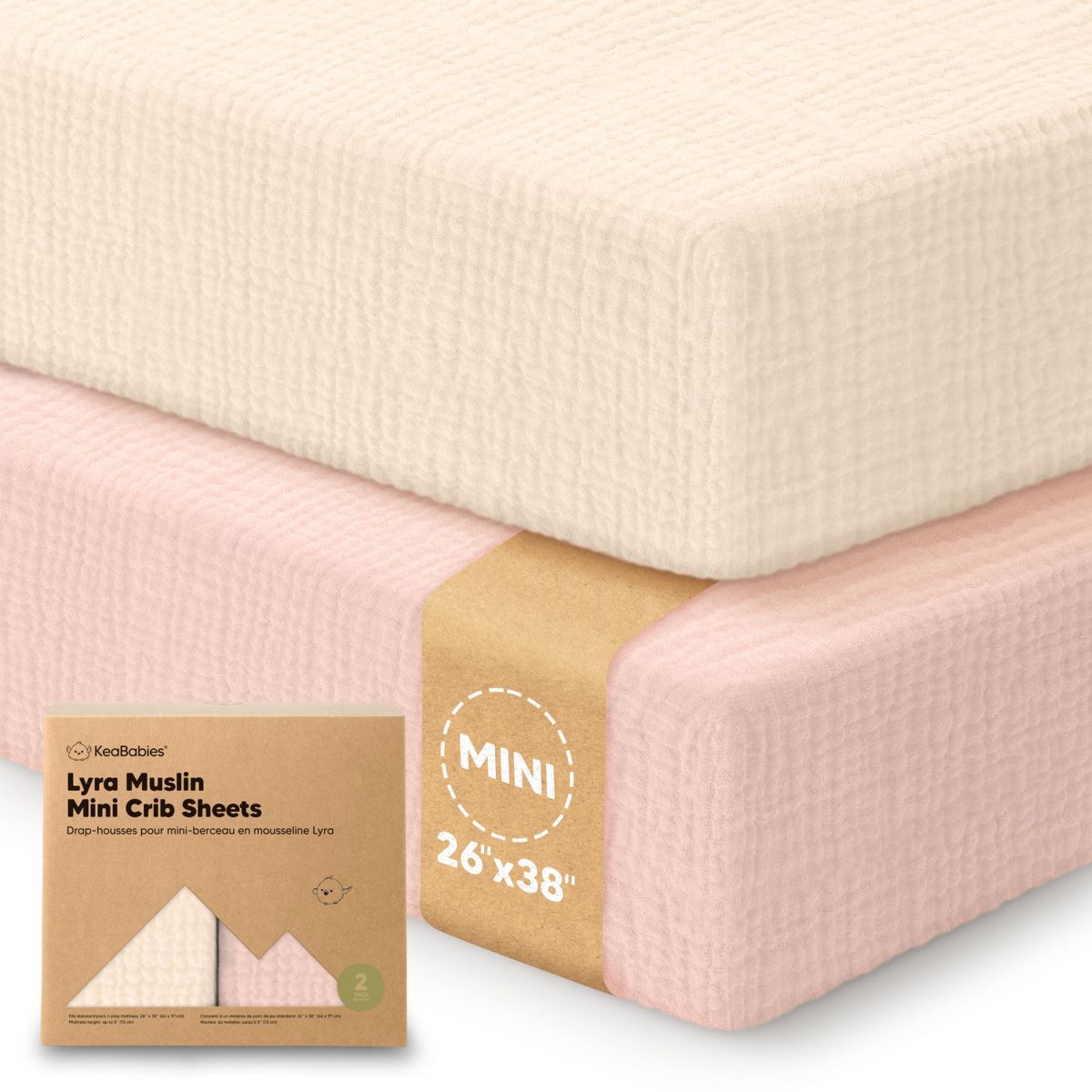 KeaBabies Lyra Muslin Mini Crib Sheets for Boys, Girls, 2-Pack Soft Organic Cotton Pack and Play Sheets Fitted, 38x26 - thumbnail 10