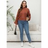 Women's Fall Winter Sweater Lantern Balloon Long Sleeve Cable Knit Short Pullover Sweater Tops Casual Mock Half Turtleneck Sweater - 4 of 4