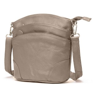 Crossbody Bags for Women, Real Leather Crossbody Handbags Purses Sling Crossover Shoulder Bag Shoulder Handbags Grey - 1 of 2