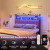 Karl Home Twin Full Queen King Size Headboard, Adjustable Upholstered Headboard with 2 Tier Shelves and Pegboard with Charging Stations and LED Lights - 3 of 4