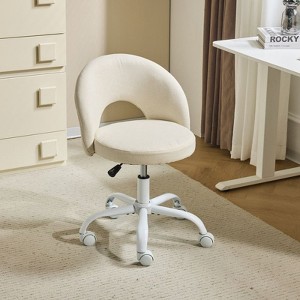 Karl Home |24 W Light yellow Swivel Upholstered Cotton and Linen Office Chair - 1 of 4
