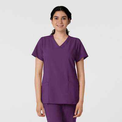 Wink Women's Basic V-neck Scrub Top, Eggplant, M : Target