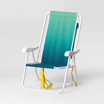 Recycled Fabric Outdoor Portable Beach Chair Teal - Sun Squad™