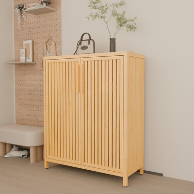 Vynxaria 42-Inch Multi-Scene Large Capacity Storage Cabinet - Bamboo, Versatile Use for Shoe or Bathroom Storage