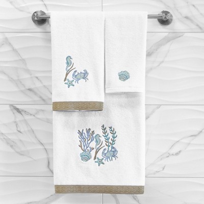 Aaron White Turkish Cotton 2-Piece Embellished Bath Towel Set