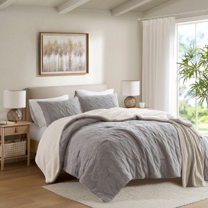 Okak All Size 3-Piece Thickened Knit Chenille Bed Comforter Set with Pillow Shams,Comfortable Lambswool Quilt Bedding Sets,Machine Washable - 1 of 4