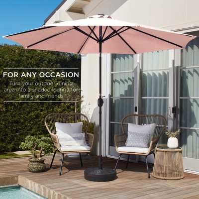 Rose Quartz 10ft Outdoor Steel Patio Umbrella with Crank and Tilt