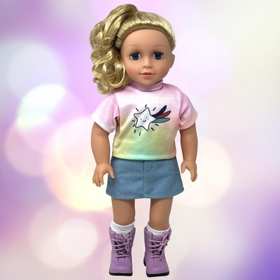 18 Inch Dolls with Soft Hair and Accessories – Soft Body 18 inch Doll with Poseable Vinyl Arms & Legs, Dress Outfit – Cute 18" Doll Set for Girls