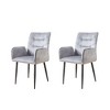 ModernLuxe Set of 2 Dining Chairs Velvet Upholstered Accent Chairs with Soft Cushioned Seat & Iron Frame, Armless Chairs Arm Chairs, Yellow/Gray - 3 of 4