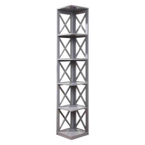 63 75 Oxford 5 Tier Corner Bookcase Gray Johar Furniture Target