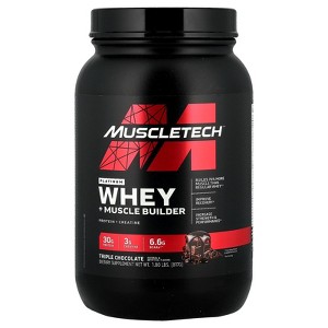 MuscleTech Platinum Whey + Muscle Builder, Triple Chocolate, 1.8 lbs (817 g) - 1 of 2