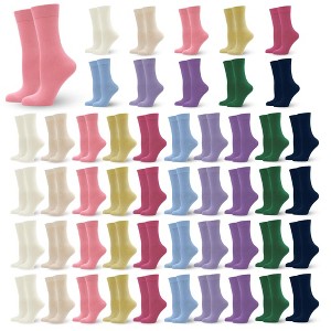 GENTLEAGU Women's Viscose Bamboo Dress Socks - Thin, Lightweight & Elastic, Casual Assorted Adult Family Pack, 50 Pairs Bulk Bundle - 1 of 4