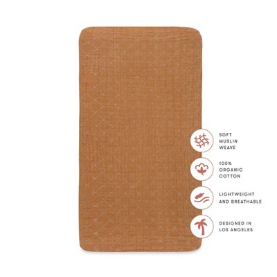 Burnt Sienna Quilted Organic Cotton Changing Pad Cover