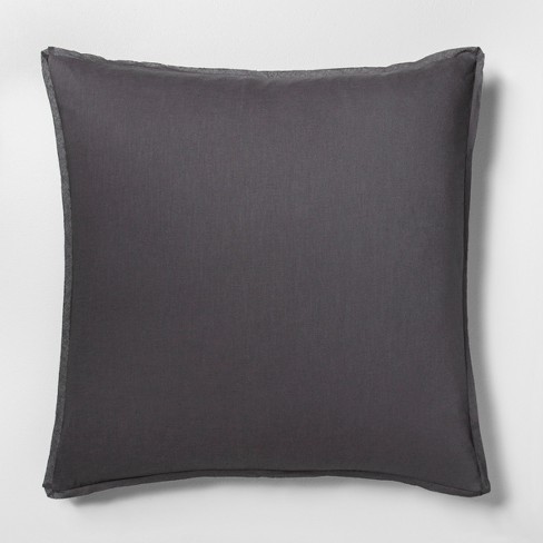 Euro Pillow Sham Linen Blend Railroad Gray Hearth Hand With