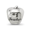 Black Bow Jewelry Sterling Silver #1 Teacher Apple Bead Charm - 4 of 4