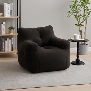 Homy Casa Plush Teddy Fleece Bean Bag Chair, Charcoal Black – Cozy Lounge Seating for Living Room or Bedroom - 1 of 4