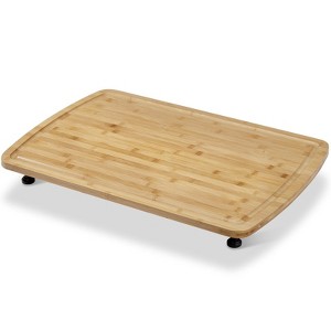 Bamboo Stovetop Cover with Removable Feet | 30x20 Inch Noodle Board, Extra Large Cutting Board with Juice Groove for Gas & Electric Stoves - 1 of 4