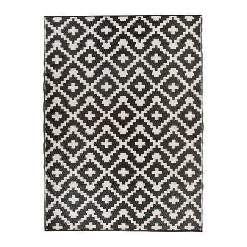 Outdoor Rug-5x7 Black Reversible waterproof patio Plastic Straw RV Camper  mat