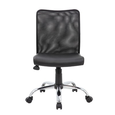 Black Mesh and Vinyl Swivel Task Chair with Chrome Base