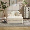 Corduroy Chaise Lounge Sofa,Upholstered Accent Chair with Cup Holder and Storage Pocket,Modern Lounge Chair for Living Room or Bedroom-Koiai - 2 of 4