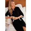 Ekouaer Women Zipper Robe 3/4 Sleeves Loungewear Dress Full Length Sleepwear Pockets Housecoat Nightgown Long Bathrobe - 2 of 4