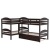 NicBex Twin over Twin Bunk Bed L-Shaped Five Person Pine Bed Frame with Trundle, Ladder and Full Length Guardrail, No Box Spring Required - 3 of 4