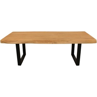 HomeRoots 59" Natural And Black Solid Wood And Iron Live Edge Coffee Table