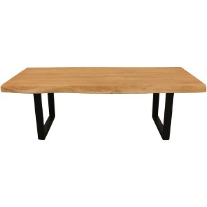 HomeRoots 59" Natural And Black Solid Wood And Iron Live Edge Coffee Table - 1 of 4