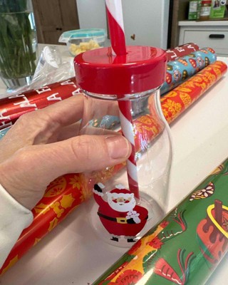 DraggmePartty Christmas Straw Cups Kid'S Christmas Drinking Tumbler Cups  With Straw And Lid Double Wall Leakproof Clear Tumbler 