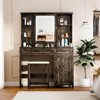 GlasFlength Vanity Tables Modern Makeup Table with Sleek Storage for Bedroom or Dressing Area, Brown,39.4”*15.7”*56.7" - 2 of 4