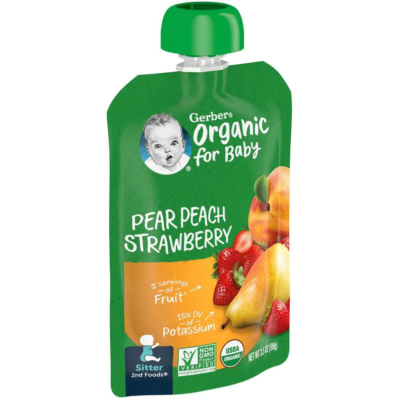 Gerber Organic 2nd Foods Pear Peach &#38; Strawberry Baby Food - 3.5oz, 3 of 6