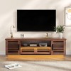59" TV Stand with Slatted Grille Drawers and Doors, TV Media Console with LED Lights for 50/55/60 inch TV, Entertainment Center, Walnut Brown - 3 of 4
