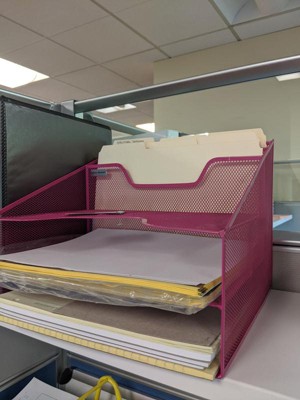 Mind Reader 5 Tray Mesh File/letter/document Desktop Organizer Pink : Target