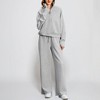 Women's High Neck Half Zip Shirt Top Tracksuit Fall Casual Wide Leg Drawstring Elastic Waist Long Pants Sweatpants Loungewear Set Sweatsuit - 2 of 4