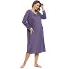 Casual Nights Women's Long Floral & Lace Henley Nightgown - 2 of 4