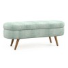 Homy Casa Oval Upholstered Storage Bench with Lift-Top Lid, Blue Fabric Ottoman with Wood Legs,Cyan - 2 of 4