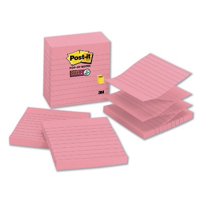 Post-it Pop-up Notes Super Sticky Pop-up Notes Refill Lined 4 x 4 Neon Pink 90-Sheet 5/Pack R440NPSS