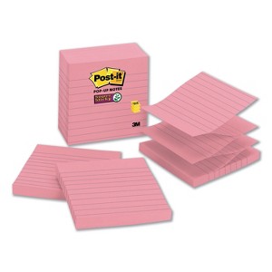 Post-it Pop-up Notes Super Sticky Pop-up Notes Refill Lined 4 x 4 Neon Pink 90-Sheet 5/Pack R440NPSS - 1 of 4