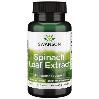 Swanson Dietary Supplements Spinach Leaf Extract 650 mg 60 Veg Caps.