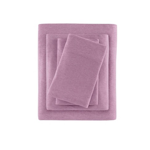 Heathered Cotton Jersey Knit Sheet Set King Purple Target