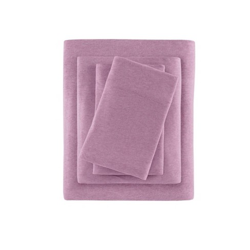 Heathered Cotton Jersey Knit Sheet Set Queen Purple