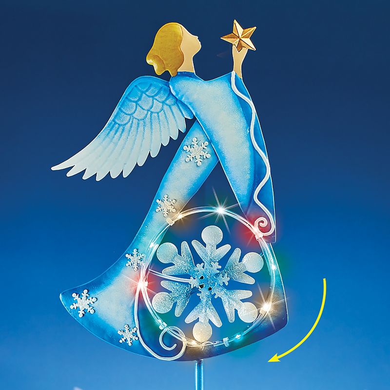 Collections Etc Solar Angel Snowflake Wind Spinner Garden Stake 11.5 X 2.75 X 42.75, 2 of 4