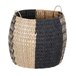 Household Essentials Vertigo Barrel Basket Cattail and Paper Fibers