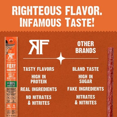 Righteous Felon Craft Jerky Fiery Habanero Beef Stick - 9g Protein - 1oz